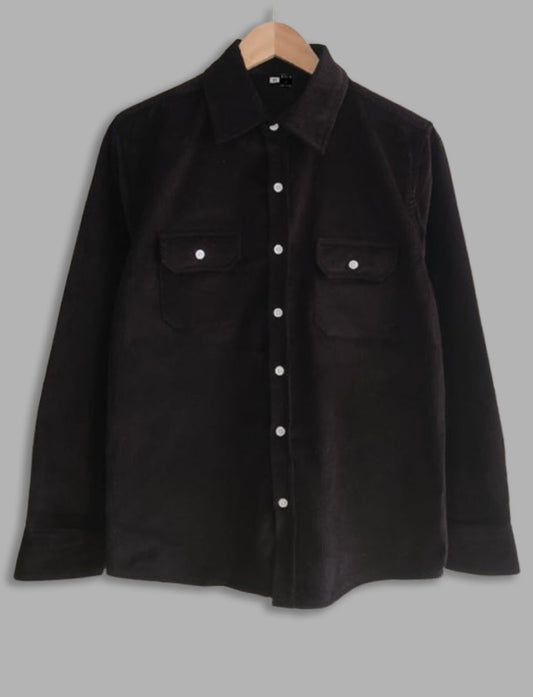 Black two Pocket Corduroy Shirts#1